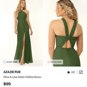 AZAZIE RUE bridesmaid
A-Line Pleated Chiffon Floor-Length Dress Olive
**CUSTOM**
